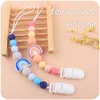 Porte-sucettes pour bébé Chaîne Clips Creative Cartoon Arc-en-ciel Silicone Perles Dentition Nourrisson Nourrisson Apaiser Jouet Nouveau-Né Pratique Jouets