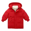Nueva chaqueta de plumón para niños y niñas Chaqueta abrigada para niños de 3 a 10 años Otoño e invierno Chaqueta acolchada de algodón con capucha de largo medio J220718