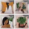 Taie d'oreiller doux en peluche noir Afrique fille taie d'oreiller décor dessin animé géométrique belles femmes housse de coussin pour canapé voiture maison taie d'oreiller 220623