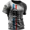 Erkek Tişörtler Retro Yaz Yarışı için 3D Baskı Sokak Giyseni Polyester O-Neck Gevşek Kısa Kol Üstleri Erkek Giyim Büyük Boy Tişört 6xlmen's
