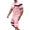 Gym Clothing High Quality Men T-shirt Shorts Set Slim Fit Top Pants Casual Sweat Absorption Round Neck Drawstring Tracksuit