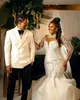 Plus Sexy Customized Size Mermaid Wedding Dress Sier Sequins Long Sleeve Bride Dresses Robe De Mariee Bridal Gowns es