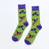 Men's Socks Cotton Korean Flower And Bird Street Skateboard Sports For Men Women Couples Long Tube