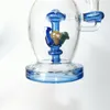 Blue Color bongs Hookahs Psychede Mushroom dab rig with 14.4mm Glass Bowl Real Image beaker bong