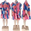 プラスサイズのドレスの女性ドレスタイ染料プリントルーズブラウスボディコンファッション衣装2022レディエレガントスカートラグジュアリーパーティーイブニングマキシガウンプラス
