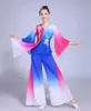Bühnenbekleidung Hanfu Frauen chinesische Tanzkostüm Blau traditioneller alter Drehbühne