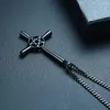 Colliers pendentifs Collier de croix pentagramme inversé pour hommes Symbole satanique en acier inoxydable à l'envers