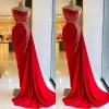 Rouge magnifique élégante sirène robes de bal sans manches taille haute femmes longue soirée formelle robes de reconstitution historique sur mesure, plus la taille