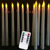 12 따뜻한 흰색 원격 Flameless LED 테이퍼 양초 팩 현실적인 플라스틱 11 인치 긴 아이보리 배터리 작동 Candlestic 220606