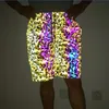 Pantaloncini da uomo Est Multicolor Reflective Mushroom Uomo Summer Night Shiny Biker Donna Pantaloni corti Coppia Hip Hop Sexy Ladies