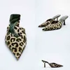 Tino Kino Sexy Rhinestones Sandals Women Leopard Saltos altos de salto altos bombas Torno