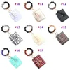 Silicone Bead PU Bracelet Keychain Card Holder Purse Leopard Print Tassel Wallet Leather Wristlet DLH877