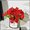 Decorative Flowers Wreaths Festive Party Supplies Home Garden Fake Silk Rose And Iron Vase Simation Plant Mini Bonsai Set For Wedding Deco