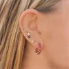 Stud Aide 925 Sterling Silver Triple Water Drop Shape Zircon örhängen för kvinnor Double Crystal Flower Line Ear Studs Jewelrystud Dale22 Farl