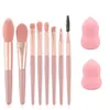 Women 10 Pcs Makeup Brushes Set Make Up Concealer Blush Cosmetic Powder Brush Eyeshadow Highlighter Foundation Brushes Tools