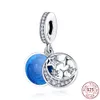 Ciondolo pendente in argento sterling 925 con perline blu Neastamor adatto per braccialetti Pandora, accessori per gioielli fai da te