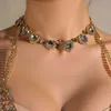 Kedjor Stonefans Fashion Rhinestone Heart Choker Halsband för kvinnor Enkel Shiny Transparent Crystal Round Jewelry Accessorieschains