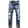 Branco Digner Jeans Calças na moda vestir jovens meninos azul denim streetwear mulher urbana homens ny estiramento calças rasgadas com bolso liso em massa Wholale