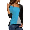 T-shirt da donna Pretty Colorful Plaid Active Tee Slim Fit Top a maniche lunghe 2022 Autunno Color Block T-shirt casual da donna Taglie forti Alta qualità