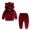 Kids Tales Spring Baby Boys Girls Felpa con cappuccio con orso di velluto Set Abbigliamento per bambini Tuta da neonato 220507