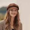 Vinter vintage baskar för kvinnor fransk konstnär varma filt hattar basker kvinnliga solida åttkantiga hattar 2021 Autumn Girl Newsboy Cap J220722