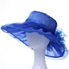 Brede rand hoeden 1 st lat zon hoed trouwfeest voor vrouwen bloemen dames zomer strand elegant mesh brimwide wend22