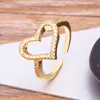 Cluster Rings Simple Heart Open Adjustable Ring For Women Female Cute Finger Romantic Birthday Gift Girlfriend Fashion Zircon JewelryCluster