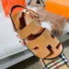 2022 Chypre Sandals Women Men Flat Slippers Big Head Leather Hotel Shoes Classic Beach Shoes Brown Black White Top Quality With Box