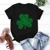 Women's T-Shirt Shamrock Shirt St Patricks Day Irish Gift Clover Graphic Tee St. Leopard Woman Tshirts Lucky TeeWomen's