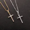 Hanger kettingen modieuze eenvoudige gouden zilverachtige kristallen Jezus kruis ketting heren dames paar retro gepersonaliseerde sieraden gif