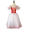 Trajes de palco Romântico Tutu Giselle Trajes de balé Meninas Criança Velet Vestido longo de tule Skate Bailarina Manga bufante Vestido de coroPalco