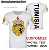 TUNISIE t-shirt bricolage gratuit nom personnalisé numéro tun T-Shirt nation drapeau tunisie tn islam arabe arabe tunisien imprimer po 0 vêtements 220609