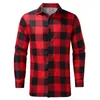 Mens Plaid Print Shirt Fashion Checkered Cross Matching s Causal Button Long Sleeve Slim Fit Tops Blouse 220330