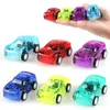 Mini plástico transparente tirar hacia atrás coches huevo de Pascua relleno lindo juguete