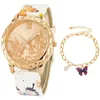 Armbanduhren Einfache Blume Gold Gesicht Design Damenuhren Luxus Mode Armbanduhr für Frauen 2022 Elegante Damen Quarz Lederuhr