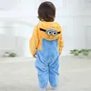 New Animal Baby Romper Yellow Minions Bebe Infant Clothing Baby Boy Girl Clothes Cartoon Flannel Hooded Jumpsuit Costume 2010302164068175