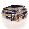 Maus olho encantos pulseiras design de moda fátima hamsa pulseira pulseira para mulheres multicamadas trançadas homens artesanais miçangas jóias pulseras