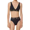 Costumi da bagno da donna Biancheria intima di marca di lusso Bikini Set Costume da bagno da spiaggia da vacanza sexy nero per donna