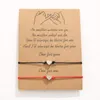 Kreatives Liebesarmband Einfaches Herz geformtes Wachs gewebtes Segen Kartenpaar Armband