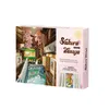 Robotime Rolife Sakura Densya Book Nook Kit de modèle de serre-livres de maison de poupée avec lumière LED Puzzle en bois pour décor d'étagère TGB01 220725