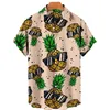 Camisas masculinas camisas havaianas estampa de frutas mangas curtas Padrão de abacaxi tops casual moda masculina verão camisa solta 220527