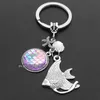 Keychains Summer Beach Glass Keychain Fish Scale Starfish Shell Key Chain Seahorse Ring Cute Marine Animal Holder For Girl And BoyKeychains