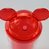 8 colors 15oz Acrylic tumbler with dome lid plus straw double Wall Clear Plastic Tumbler with Mouse Ear Reusable cute drink cup lovely FY4301 1030