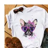 Maycaur Nette Hunde T Shirt Frauen Harajuku Ullzang Französische Bulldogge Kawaii Cartoon Weibliche Koreanische Casual 90er Jahre Grafik T-shirts