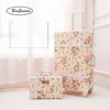 Beasumore Retro Pu Leather Trolley Set Spinner Vintage Donna Valigia Trolley Borsa da viaggio Borsa da viaggio J220707