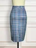 Women High Waist Plaid Pencil Skirts Bodycon Retro Classy Elegant Office Ladies Summer Modest Slim African Fashion Jupes Falads 220322