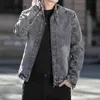 2021 Demin Jacket Slim Men Streetwear Fashion Zipper Demin Coats Mandarin Collar Topps Male Skinny Jean Outerwear Plus Size S-5XL Y220803