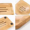 Wooden Soap Dish Natural Bamboo Soap Dishes Holder Rack Plate Tray Multi Style Round Square Soap Container FY5101 0728