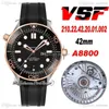 VSF V2 Diver 300m A8800 Otomatik Erkekler İzle İki Ton Gül Altın Seramik Çember Kara Dalga Doku Kauçuk Kayış 210.22.42.20.01.002 Süper Baskı Puretime 02B2