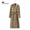 Vee Top femmes casual couleur unie double boutonnage outwear mode ceintures manteau de bureau chic épaulette conception long trench 902229 201111